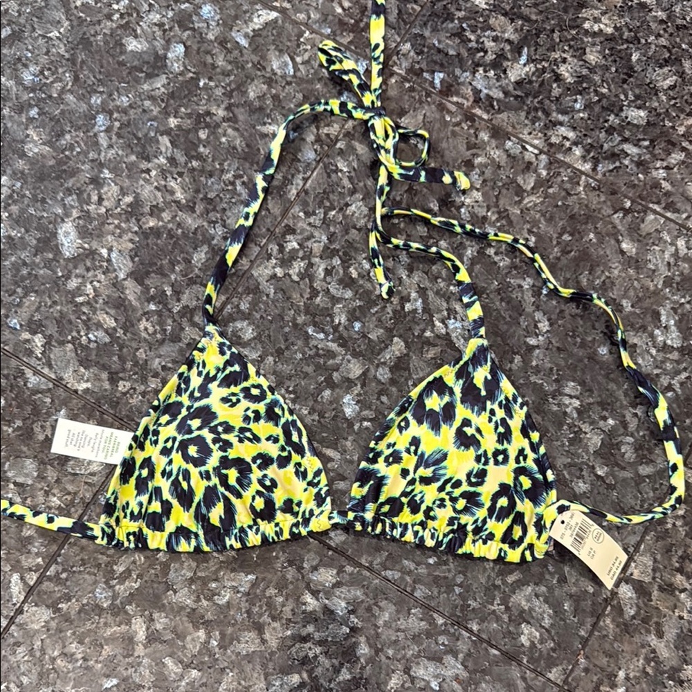 Aerie Blue and Yellow Triangle Bikini Top